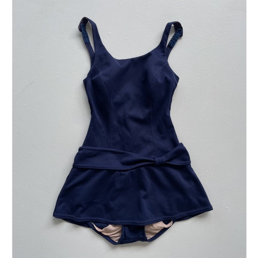 Vtg 60s Cole Of California Retro Navy One Piece Skirted Swimsuit 12 · Pin Up Mod